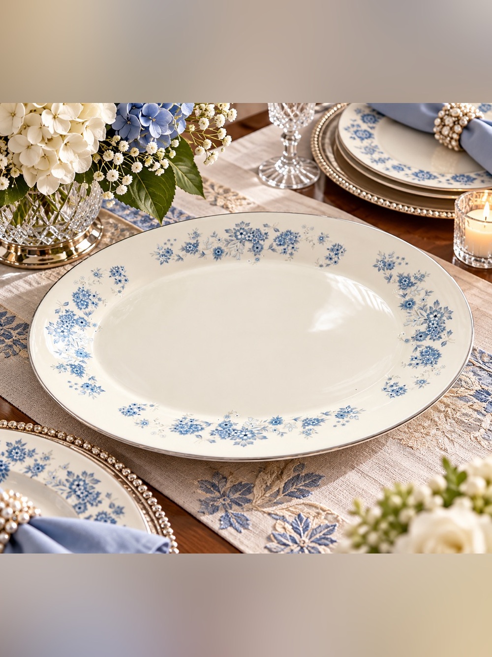 Royal Doulton Michelle H5078 Oval Platter – 13.5” × 10”